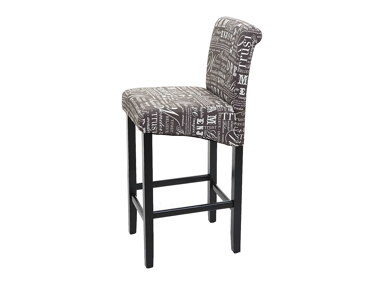 Barhocker MCW-C33, Schriftzug, grau, dunkle Beine, Stoff/Textil