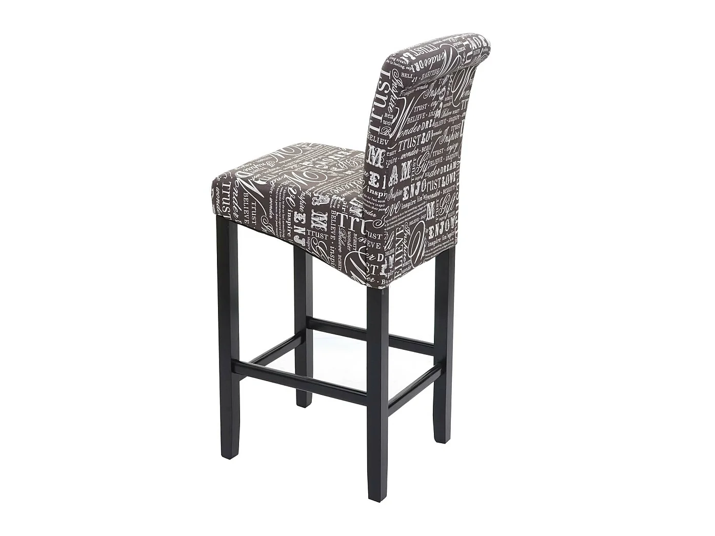 Barhocker MCW-C33, Schriftzug, grau, dunkle Beine, Stoff/Textil