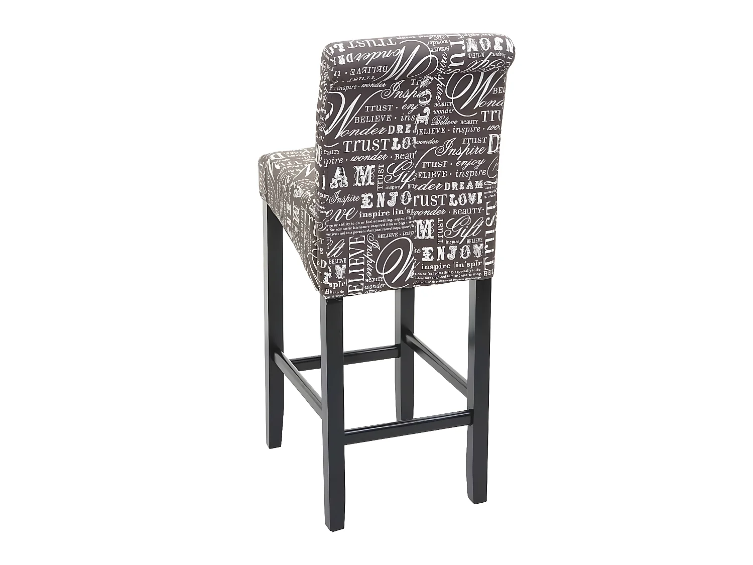 Barhocker MCW-C33, Schriftzug, grau, dunkle Beine, Stoff/Textil