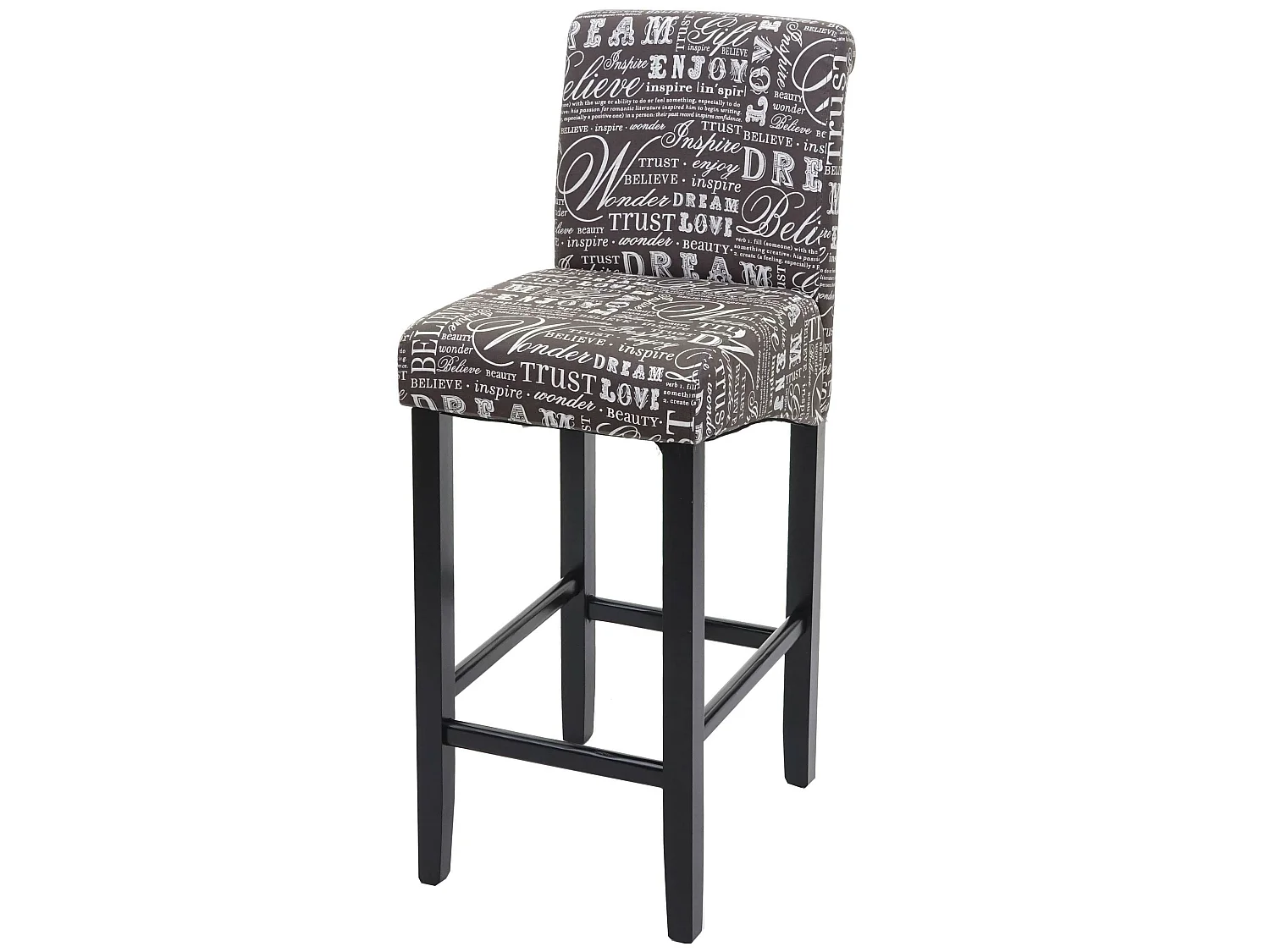 Barkruk MCW-C33,  belettering, grijs, donkere poten, stof/textiel