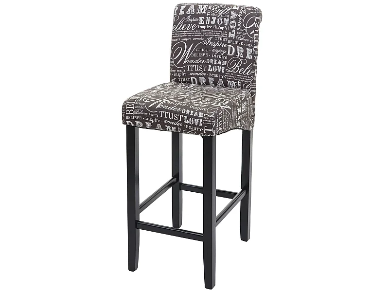 Barhocker MCW-C33, Schriftzug, grau, dunkle Beine, Stoff/Textil