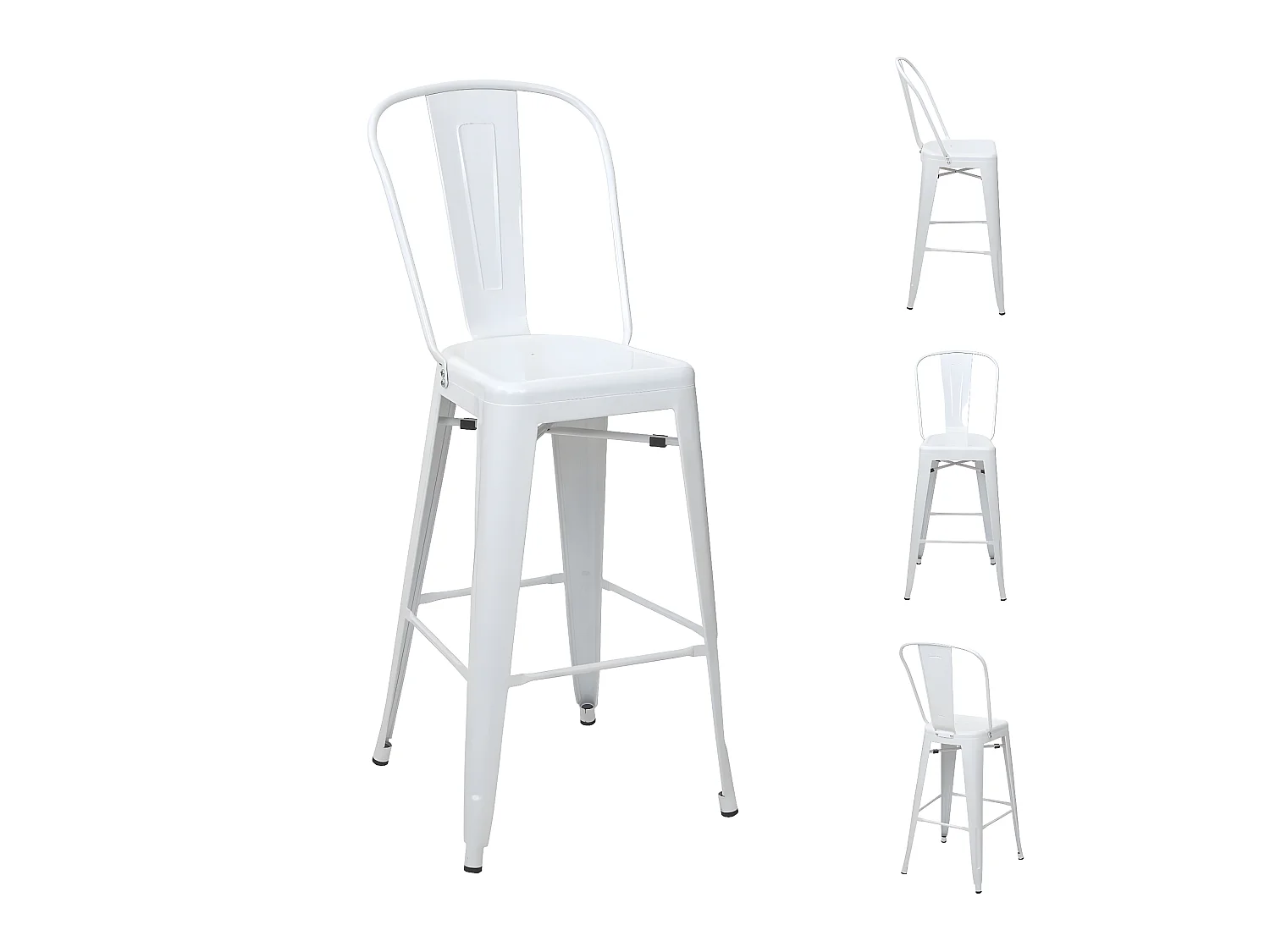 Tabouret de bar MCW-A73 Métal (lot de 4),  blanc