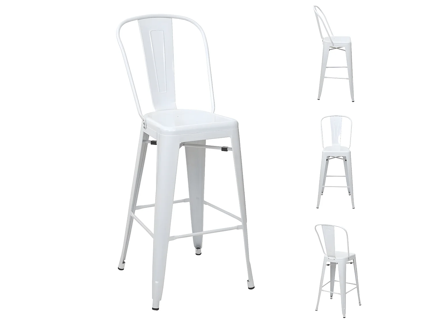 Tabouret de bar MCW-A73 Métal (lot de 4),  blanc