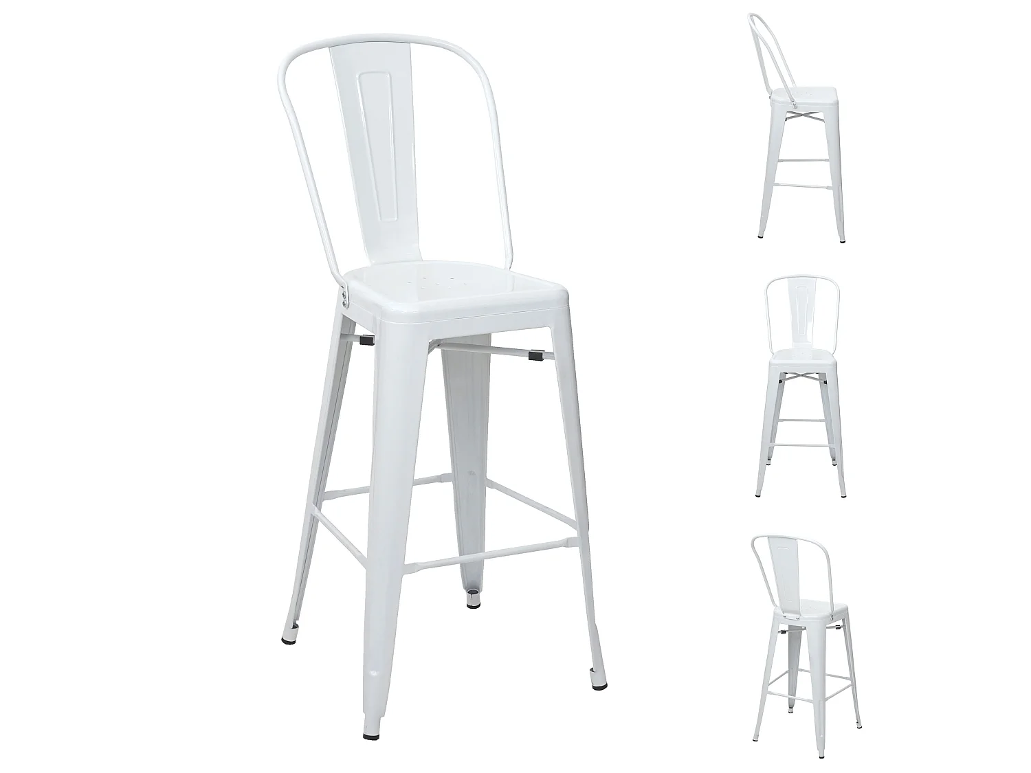 Tabouret de bar MCW-A73 Métal (lot de 4),  blanc