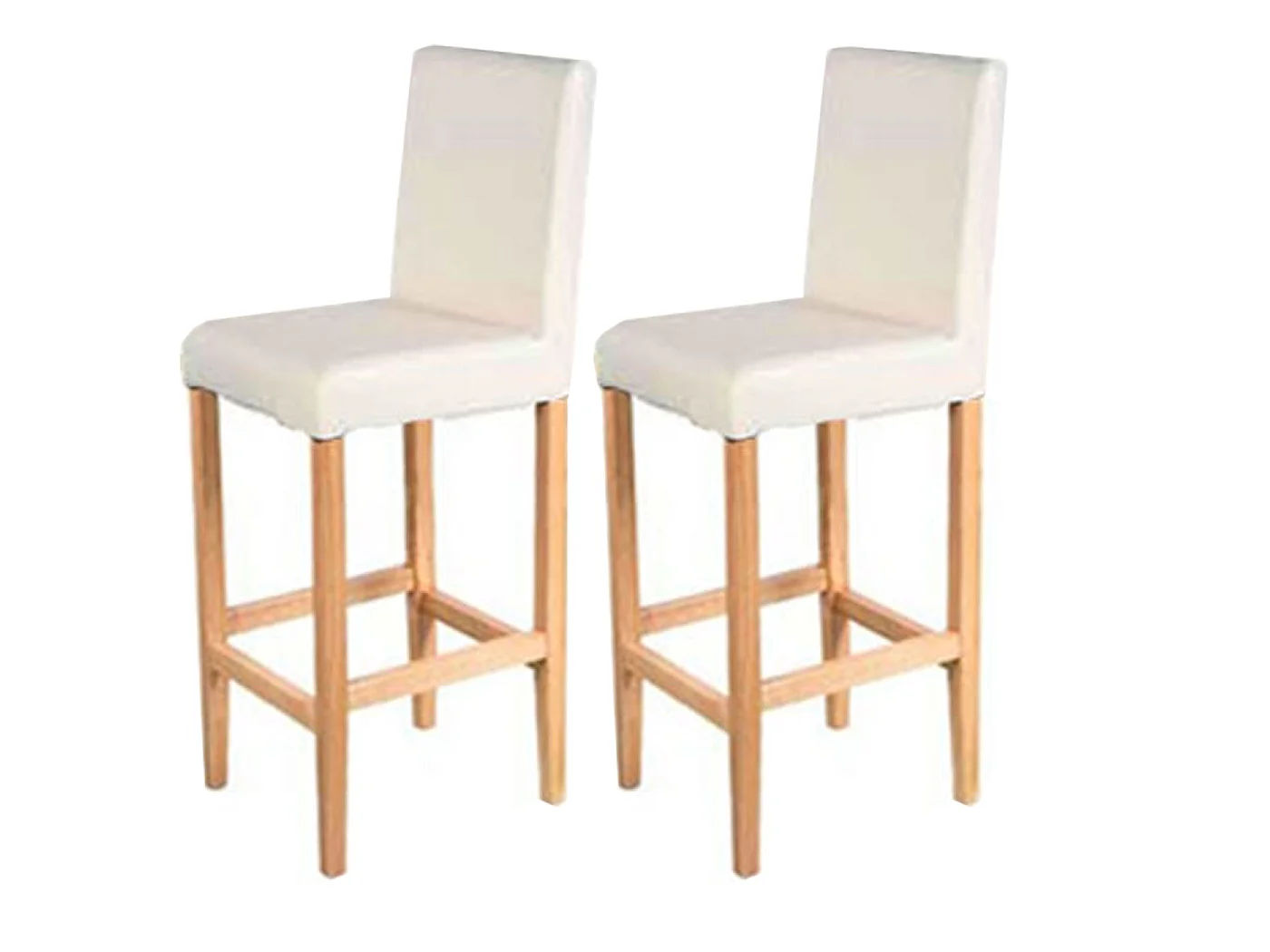 Coppia sgabelli alti bar lounge eleganti con poggiapiedi Vicenza pelle ~ avorio gambe chiare