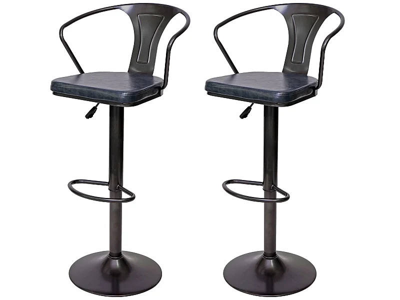 Banco de bar MCW-H10b (conjunto de 2),  vintage preto-cinzento