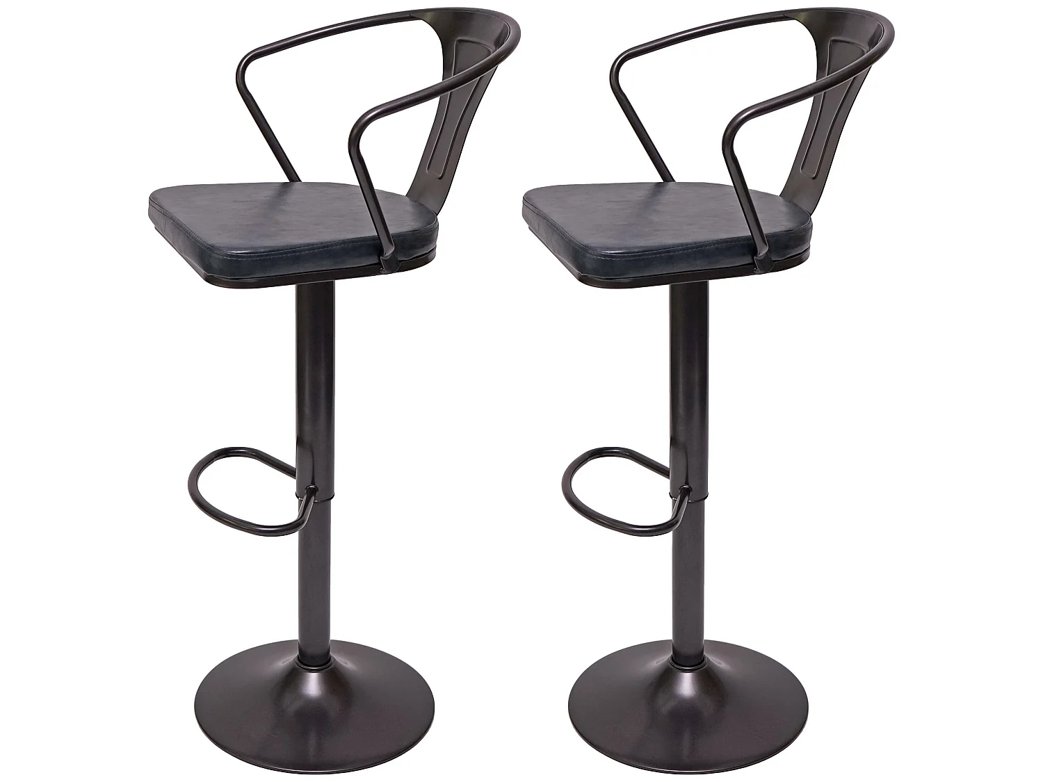 Barhocker MCW-H10b (2er-Set), Vintage schwarz-grau