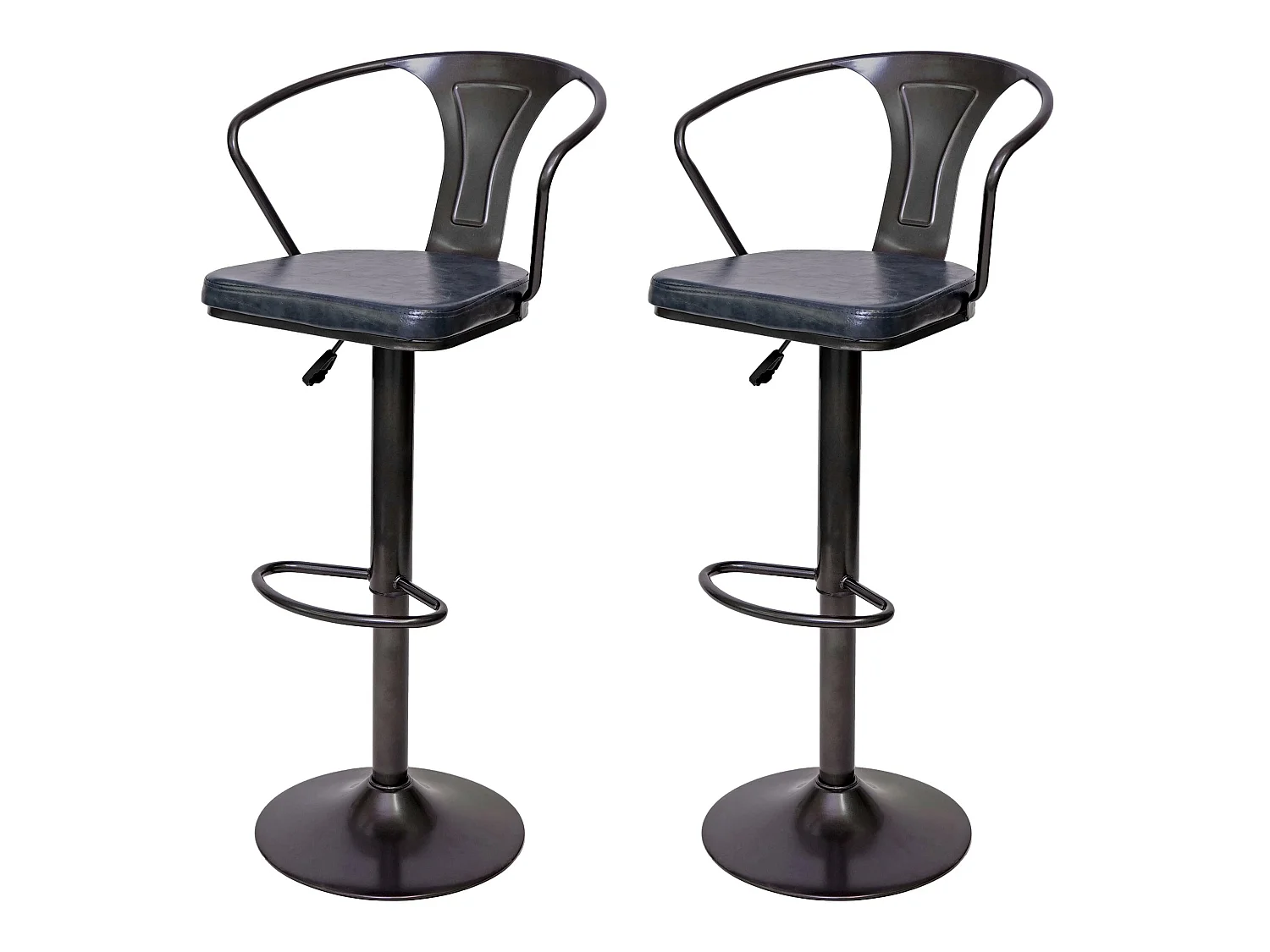 Tabouret de bar MCW-H10b (lot de 2),  vintage noir-gris
