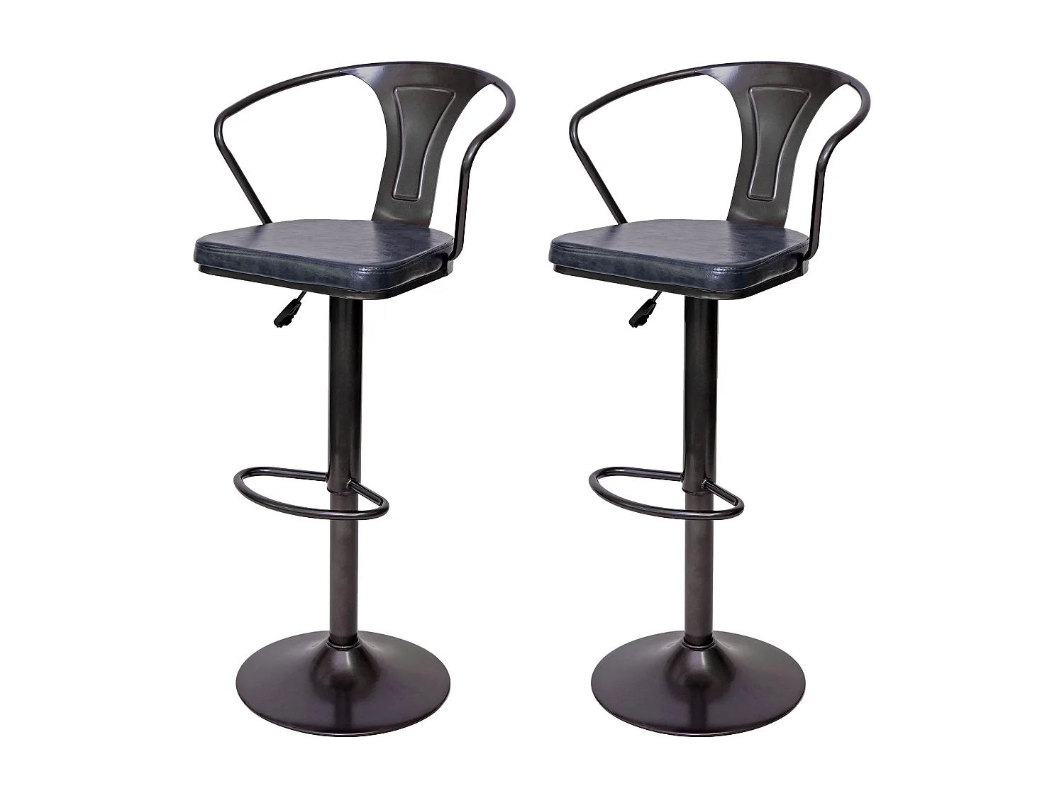 Barkruk MCW-H10b (set van 2),  vintage zwart-grijs