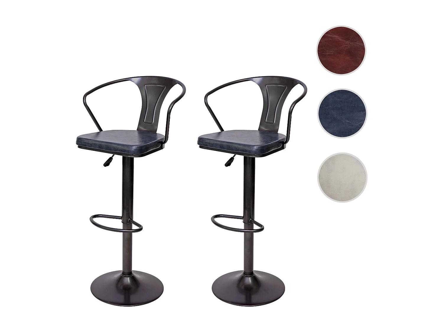 Barkruk MCW-H10b (set van 2),  vintage zwart-grijs