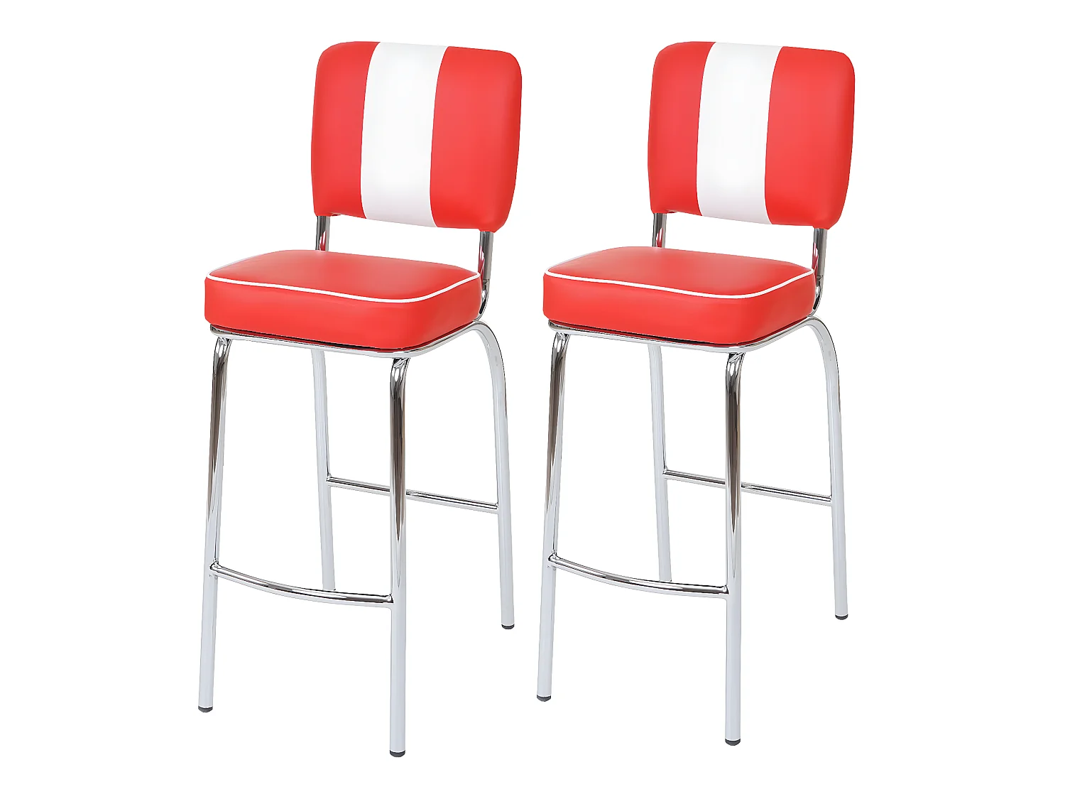 Tabouret de bar Akita (lot de 2),  rouge / blanc