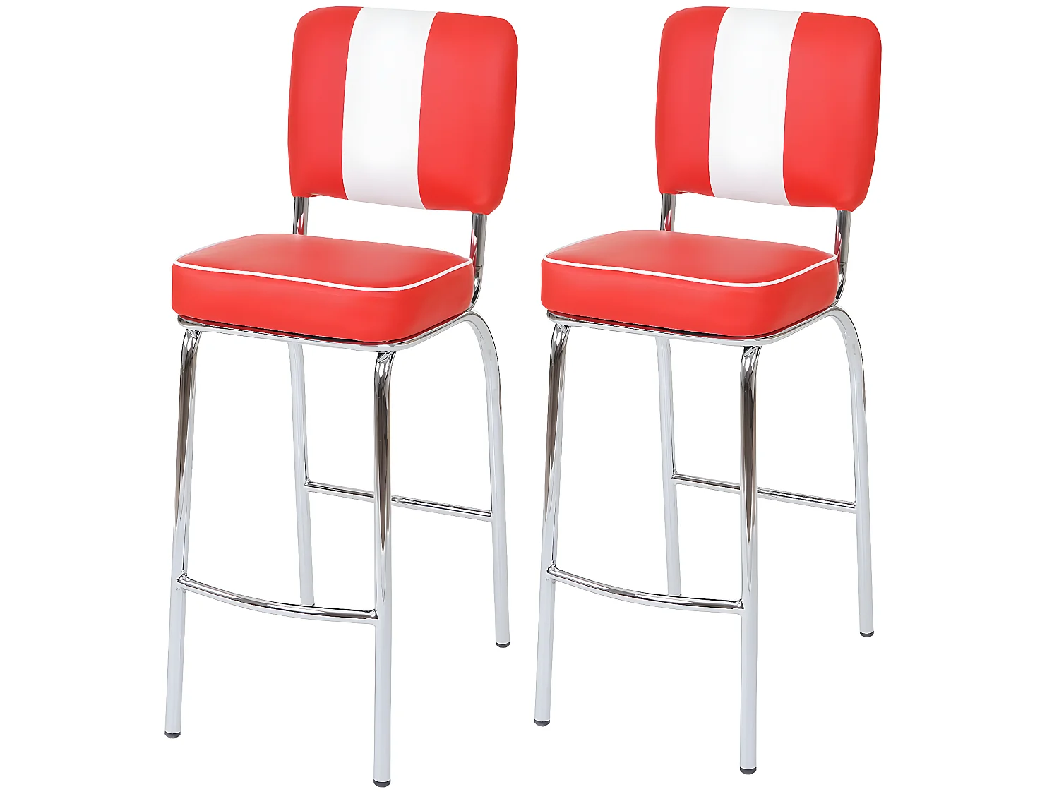 Tabouret de bar Akita (lot de 2),  rouge / blanc