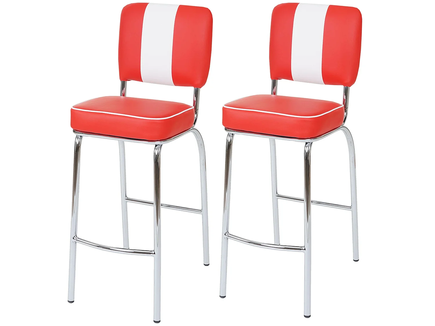 Tabouret de bar Akita (lot de 2),  rouge / blanc