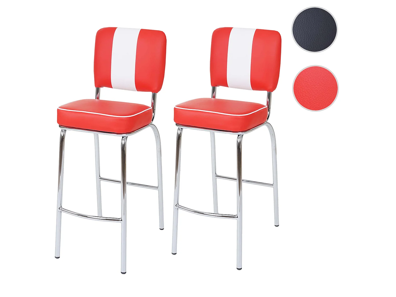 Stołki barowe Akita (zestaw 2 szt.),  czerwono-białe