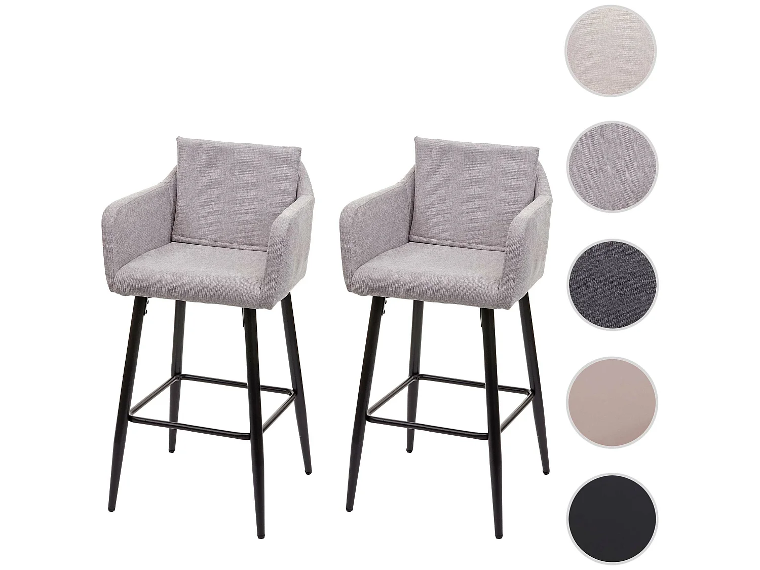 MCW-H93 barkruk (set van 2),  stof/textiel lichtgrijs