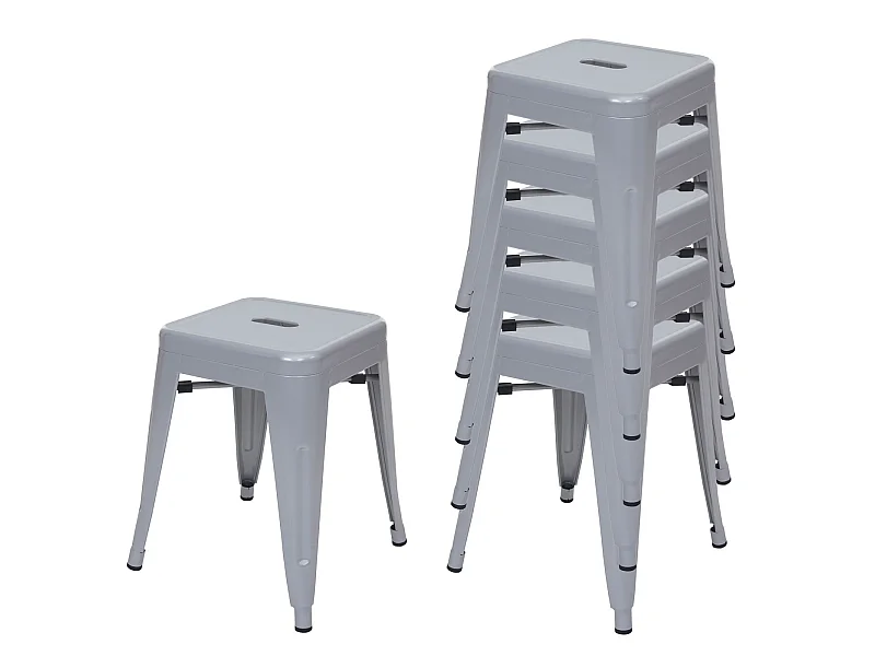 MCW-A73 banco de metal (conjunto de 6),  cinzento