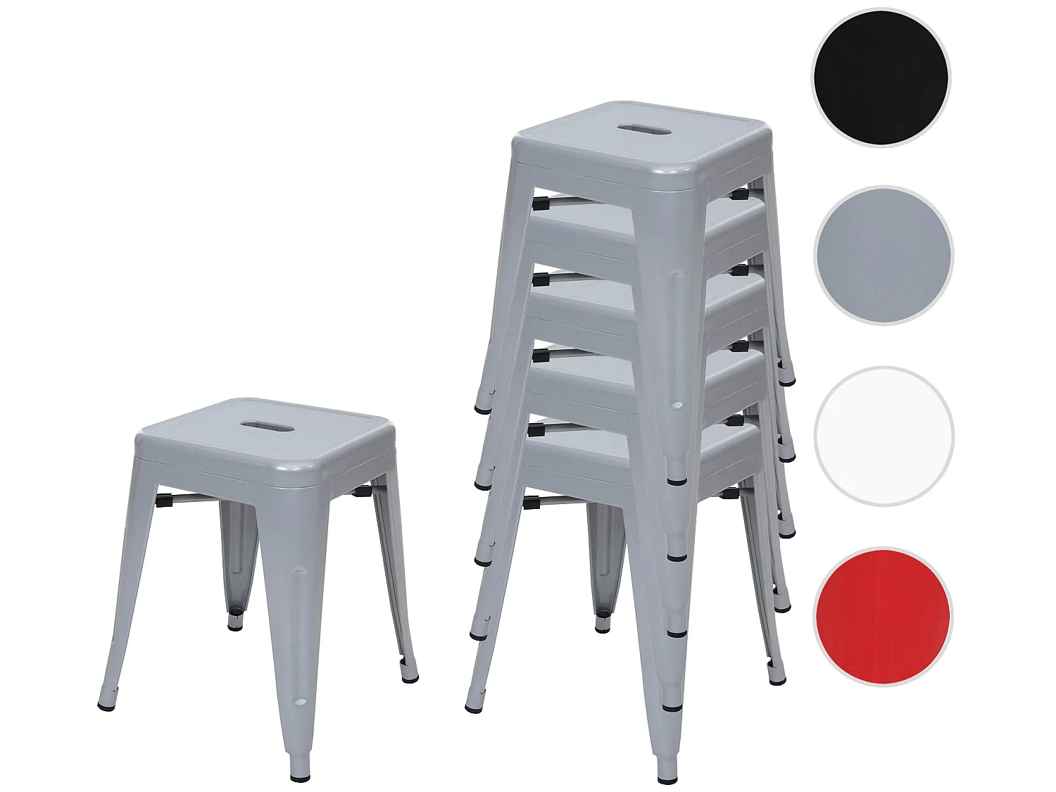 MCW-A73 banco de metal (conjunto de 6),  cinzento