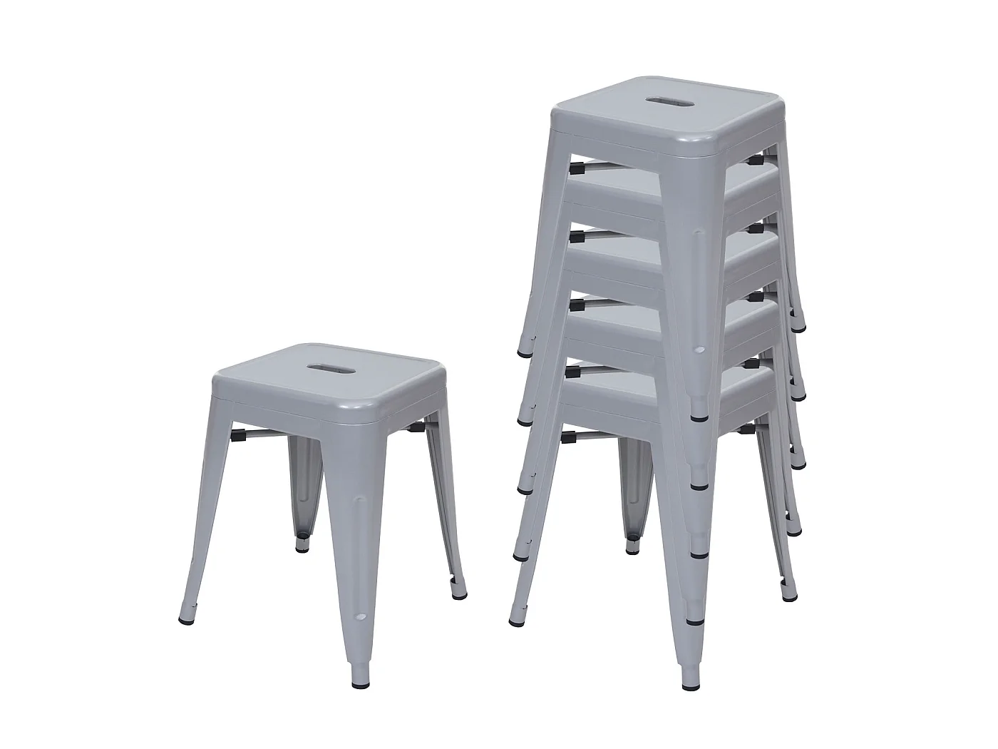 Stołek metalowy MCW-A73 (zestaw 6 sztuk),  szary