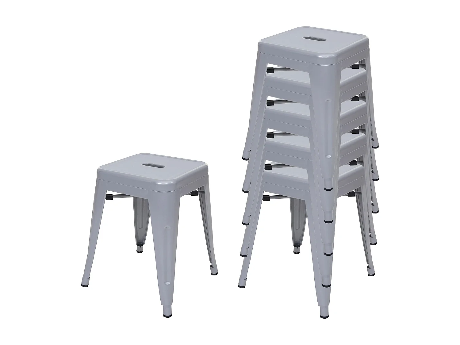 MCW-A73 banco de metal (conjunto de 6),  cinzento