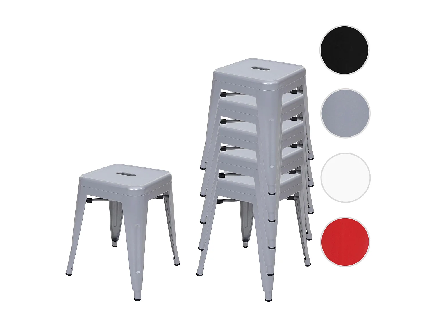 MCW-A73 banco de metal (conjunto de 6),  cinzento