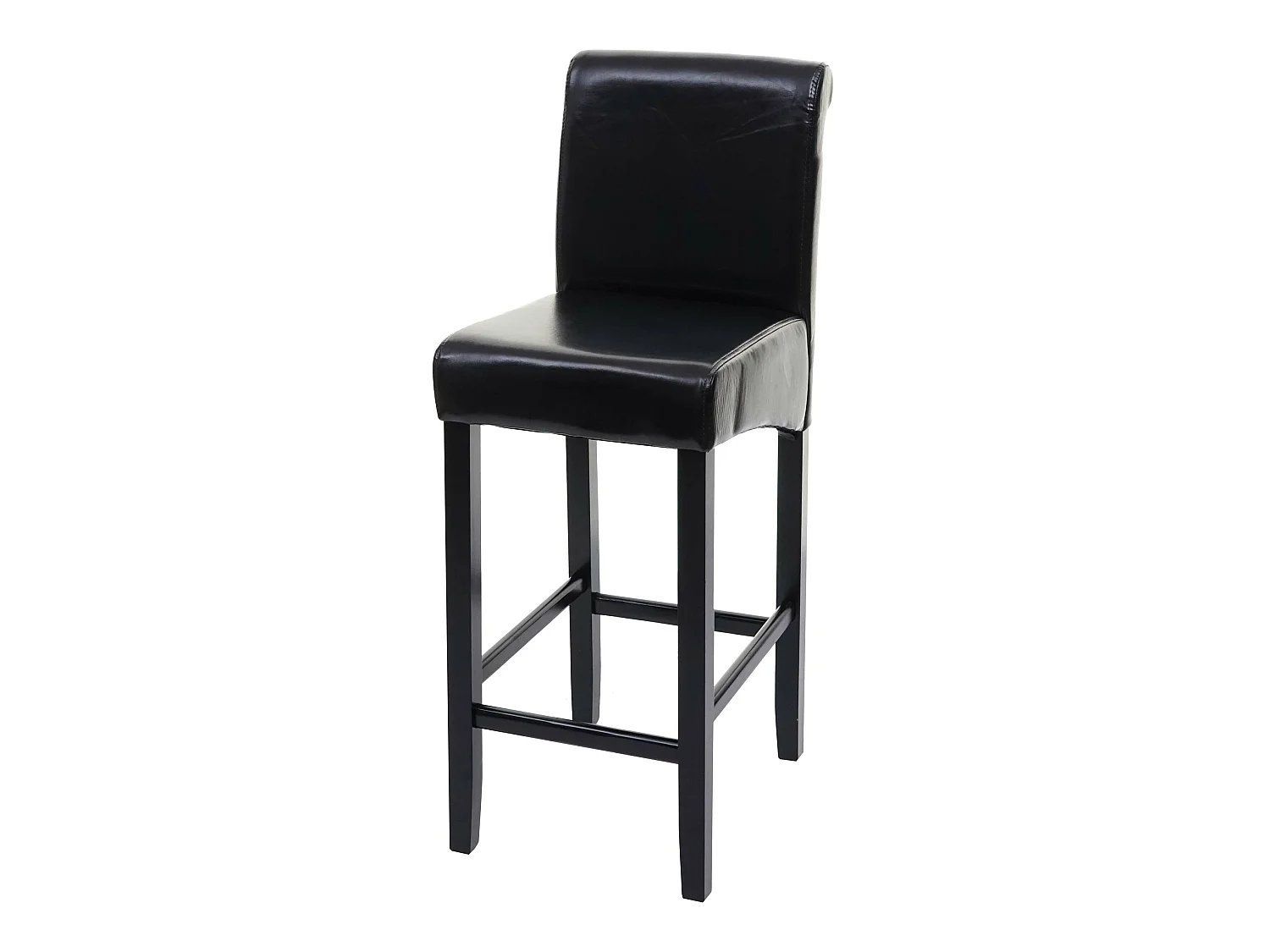 Tabouret de bar MCW-C33,  brun, pieds foncés, cuir