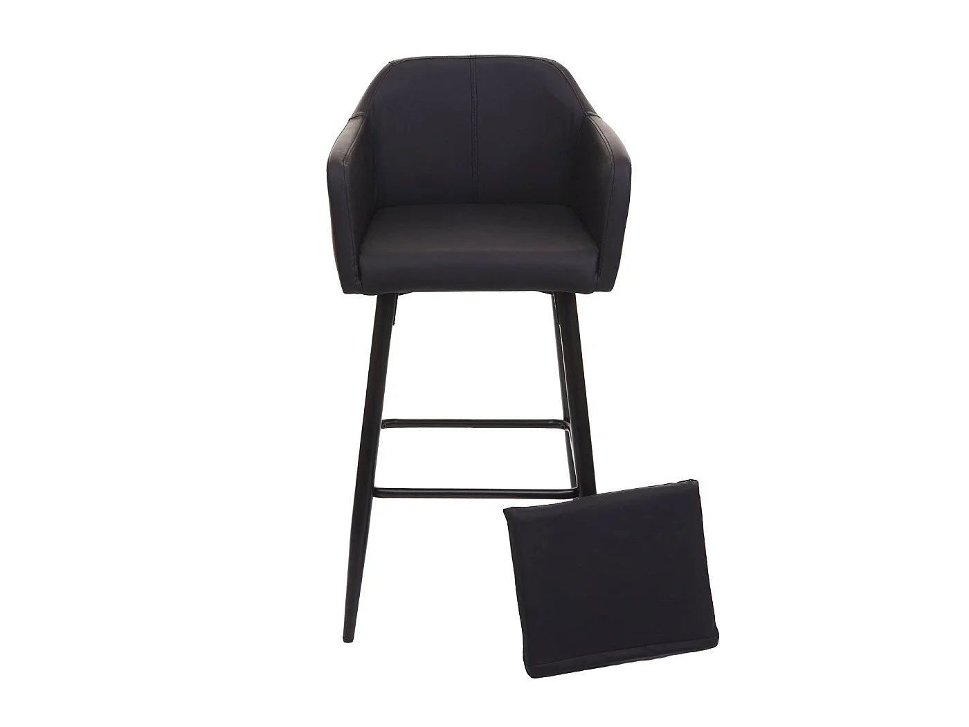 Taburete de bar MCW-H93 (juego de 2),  imitación de cuero negro