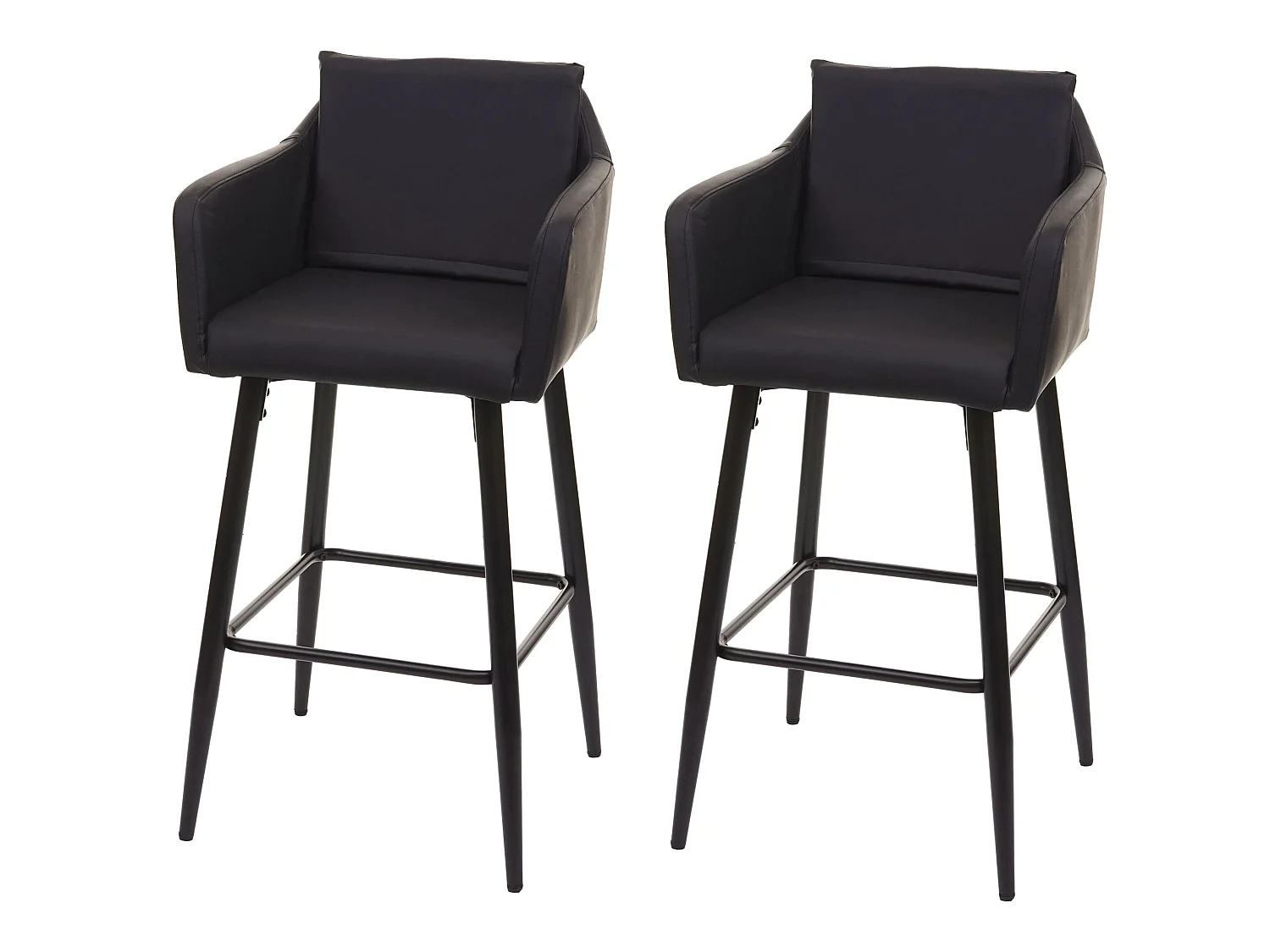 Tabouret de bar MCW-H93 (lot de 2),  similicuir noir