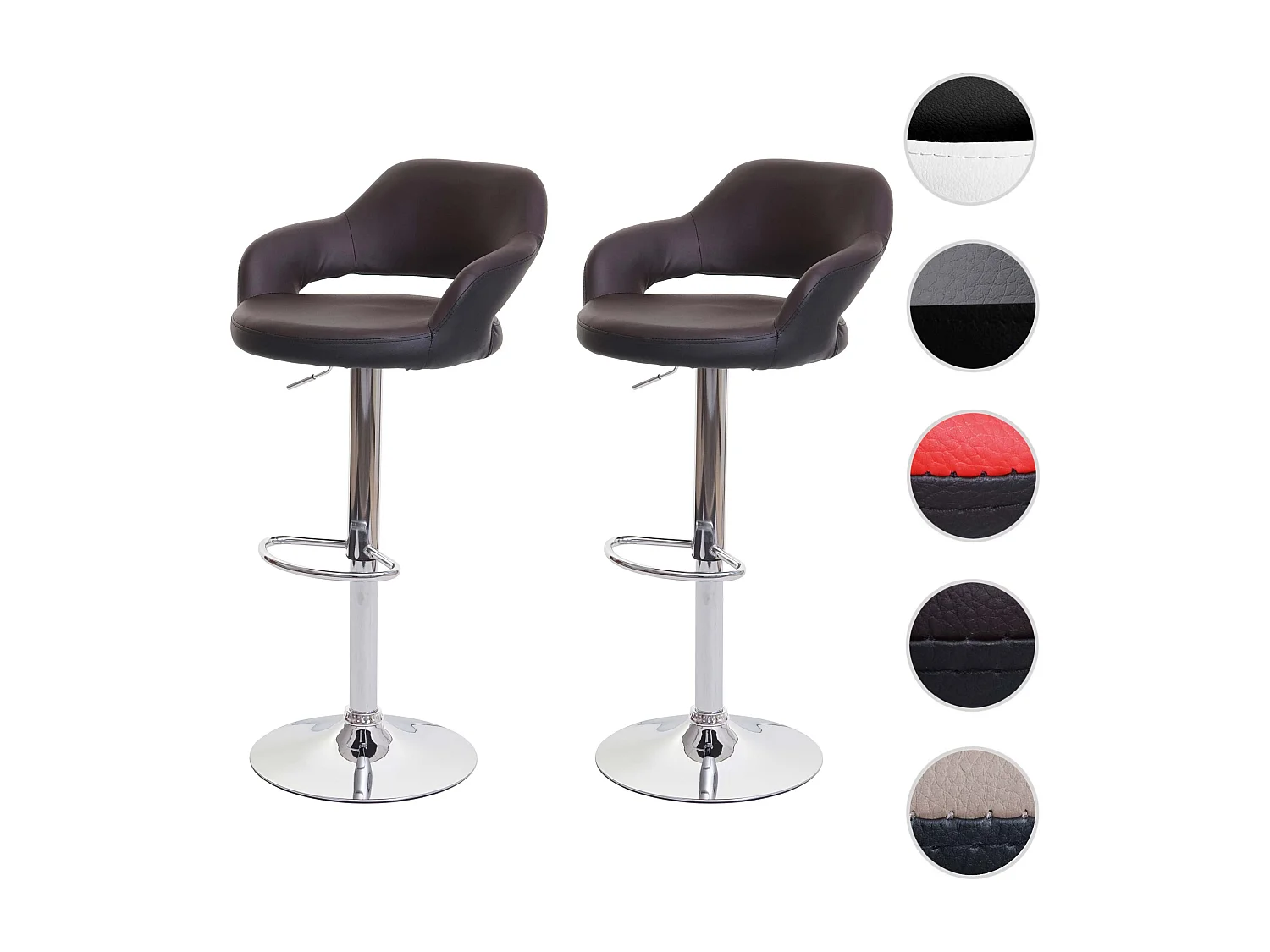 Stołek barowy MCW-F16 (zestaw 2 szt.),  brązowo-czarny