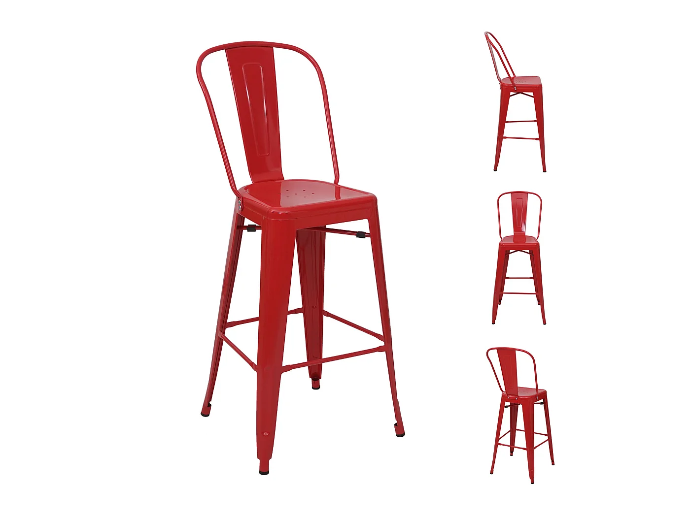 Tabouret de bar MCW-A73 Métal (lot de 4),  rouge