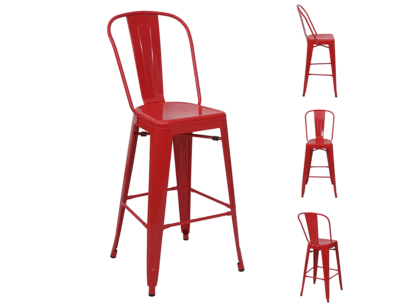 Barkruk MCW-A73 metaal (set van 4),  rood