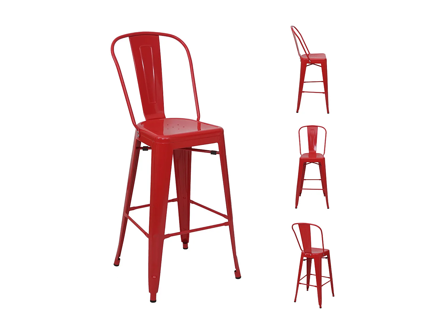 Barkruk MCW-A73 metaal (set van 4),  rood