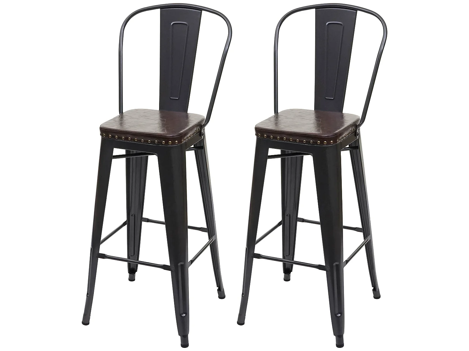 Barkruk MCW-H10c (set van 2),  zwart-bruin