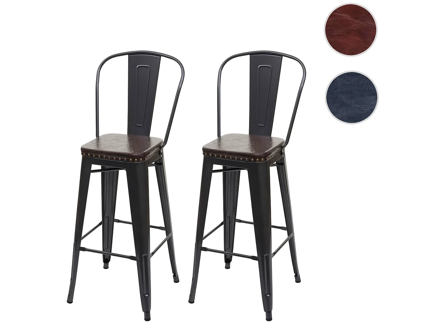 Barkruk MCW-H10c (set van 2),  zwart-bruin