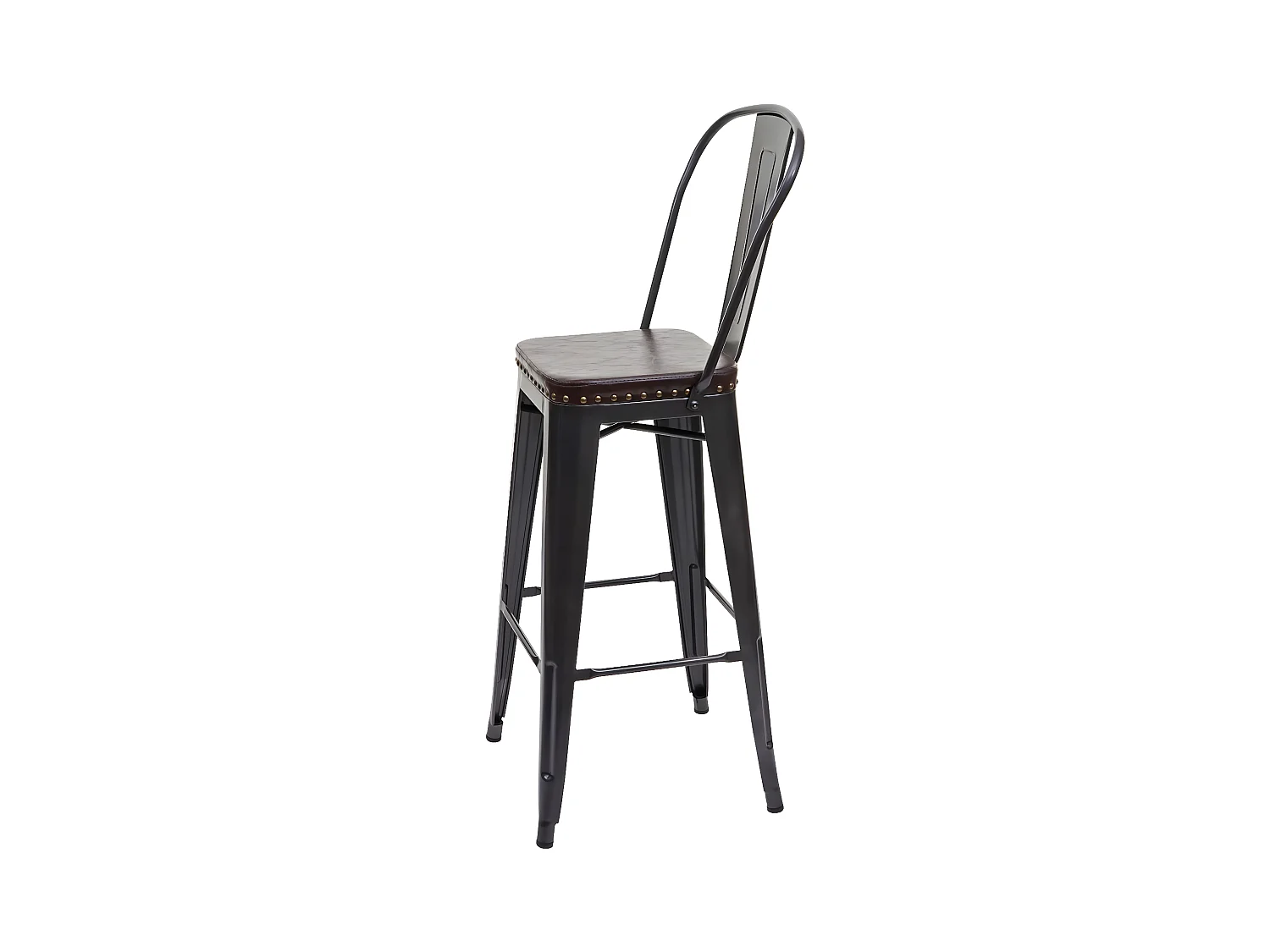 Set 2x sgabelli design industriale MCW-H10c acciaio verniciato ecopelle marrone