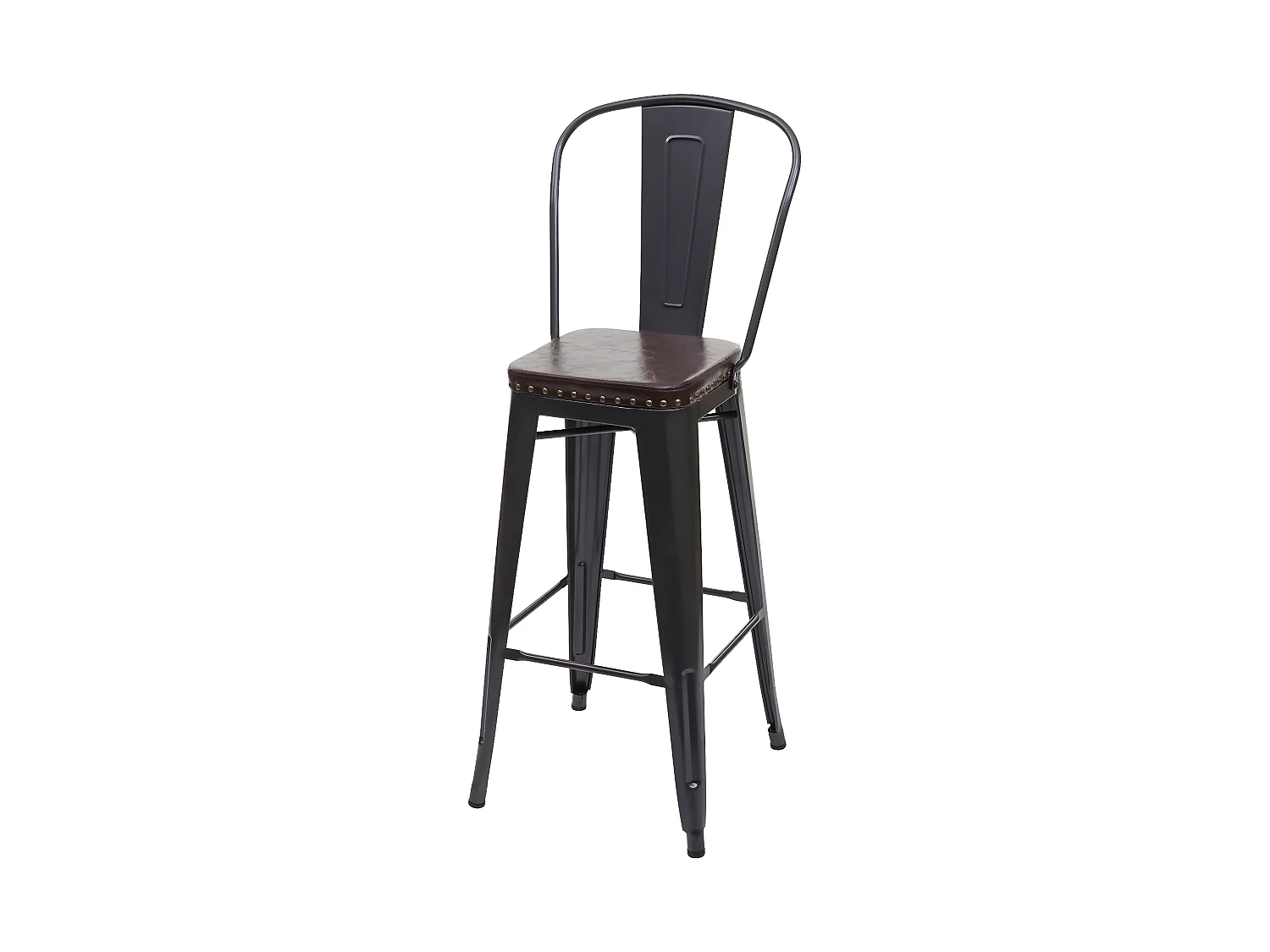 Set 2x sgabelli design industriale MCW-H10c acciaio verniciato ecopelle marrone