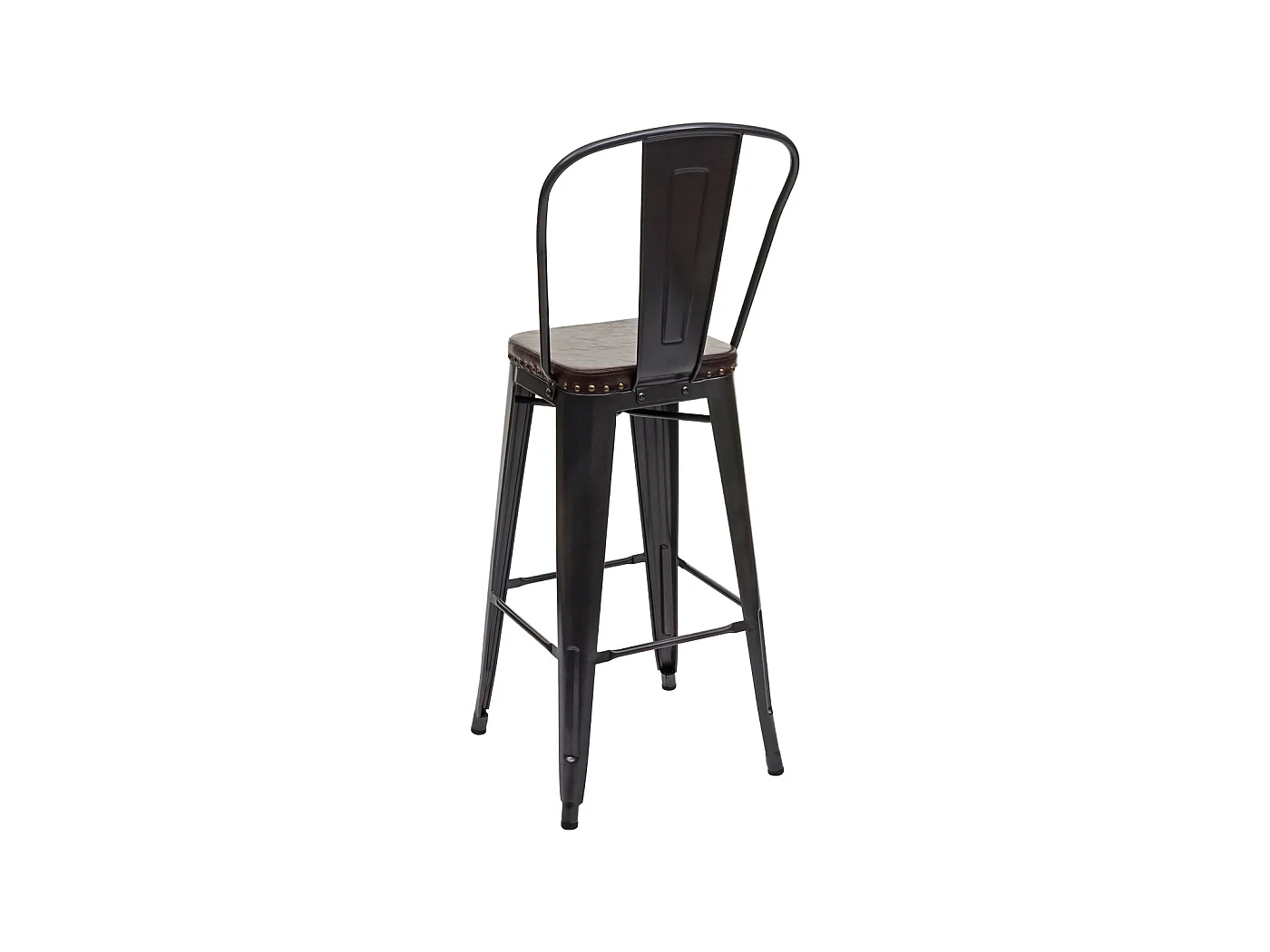 Set 2x sgabelli design industriale MCW-H10c acciaio verniciato ecopelle marrone