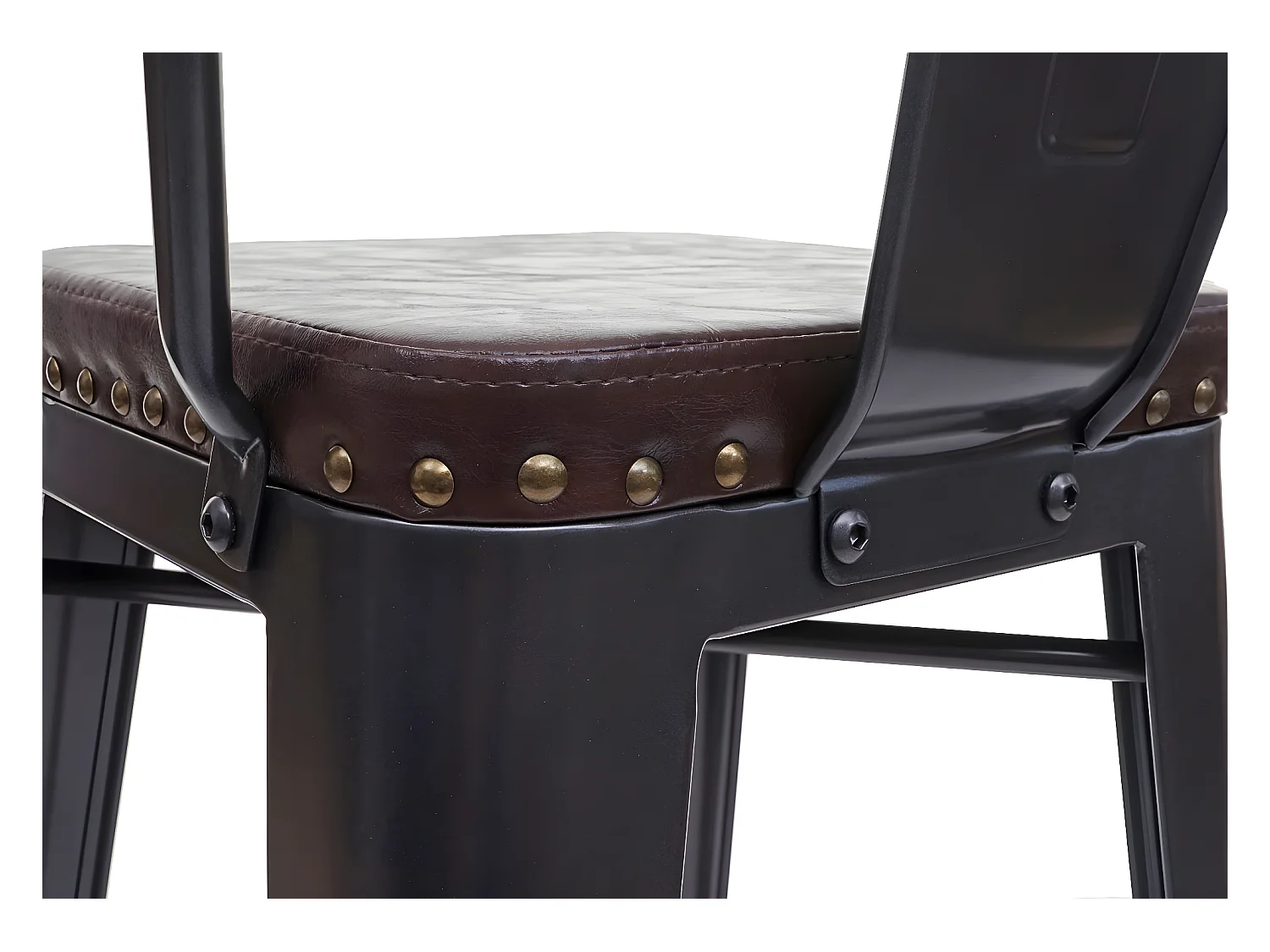 Set 2x sgabelli design industriale MCW-H10c acciaio verniciato ecopelle marrone