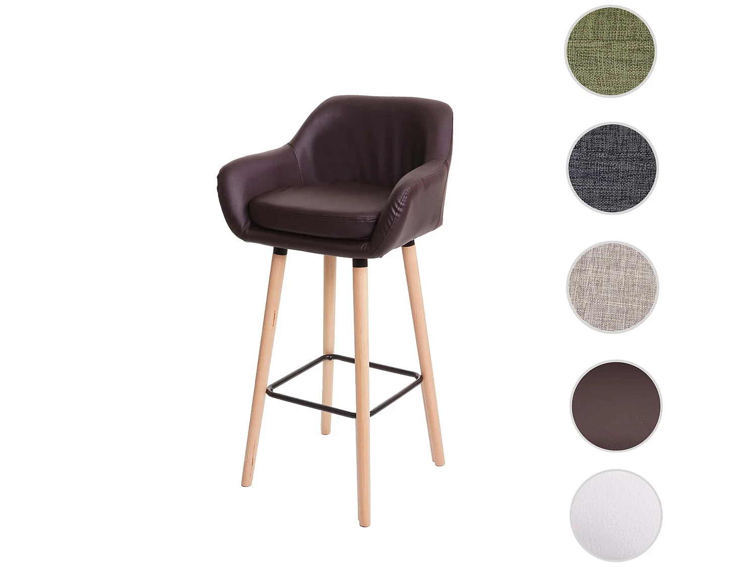 Tabouret de bar Vaasa T381,  simili cuir, marron