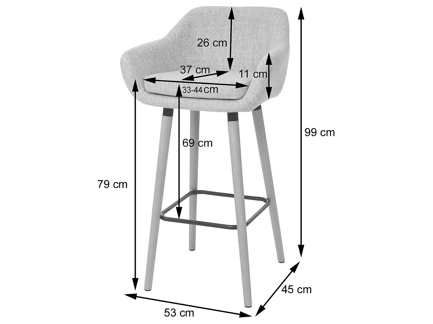 Tabouret de bar Vaasa T381,  simili cuir, marron