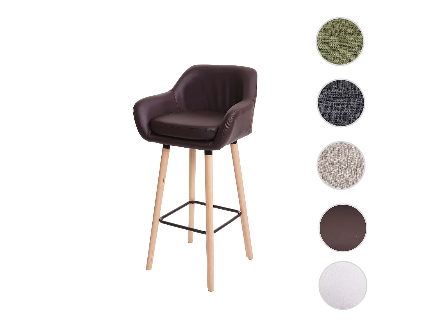 Tabouret de bar Vaasa T381,  simili cuir, marron