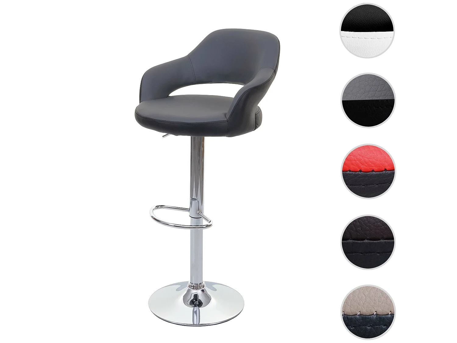 Tabouret de bar MCW-F16,  gris-noir