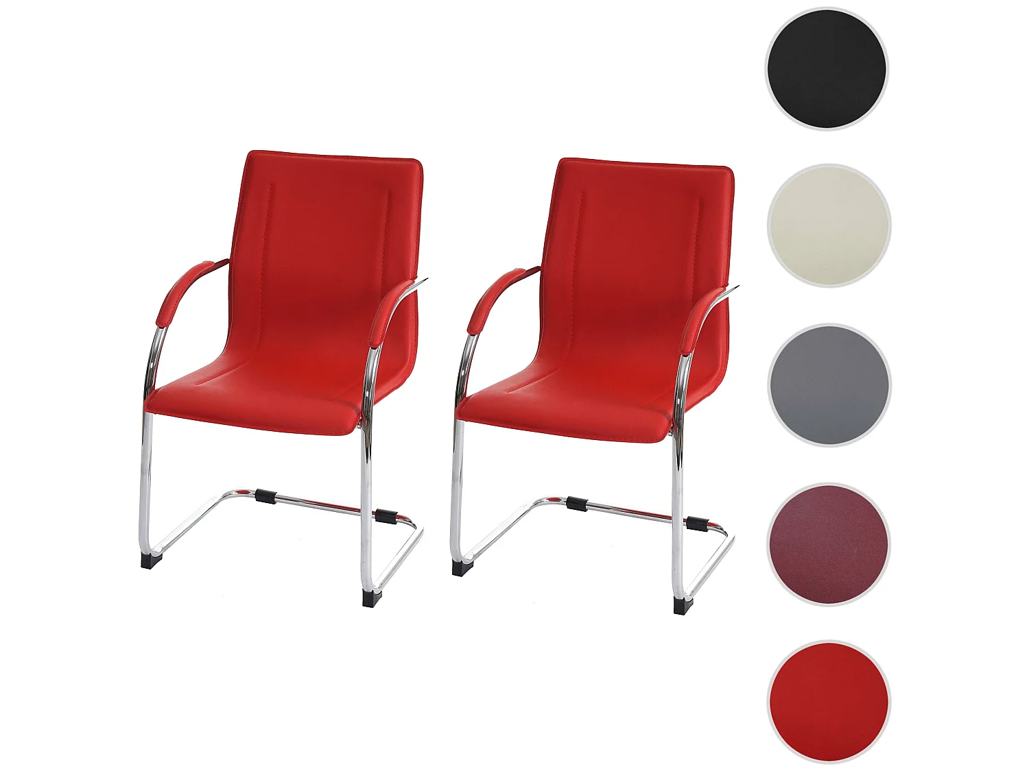Eetkamerstoel Perm (set van 2),  rood