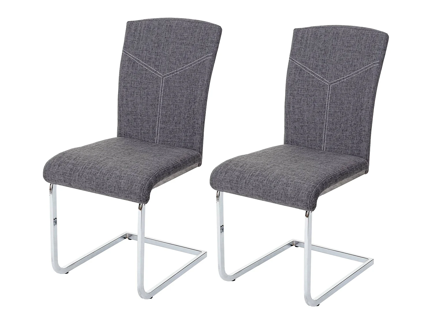 Chaise de salle à manger MCW-F36 (lot de 2),  tissu, gris