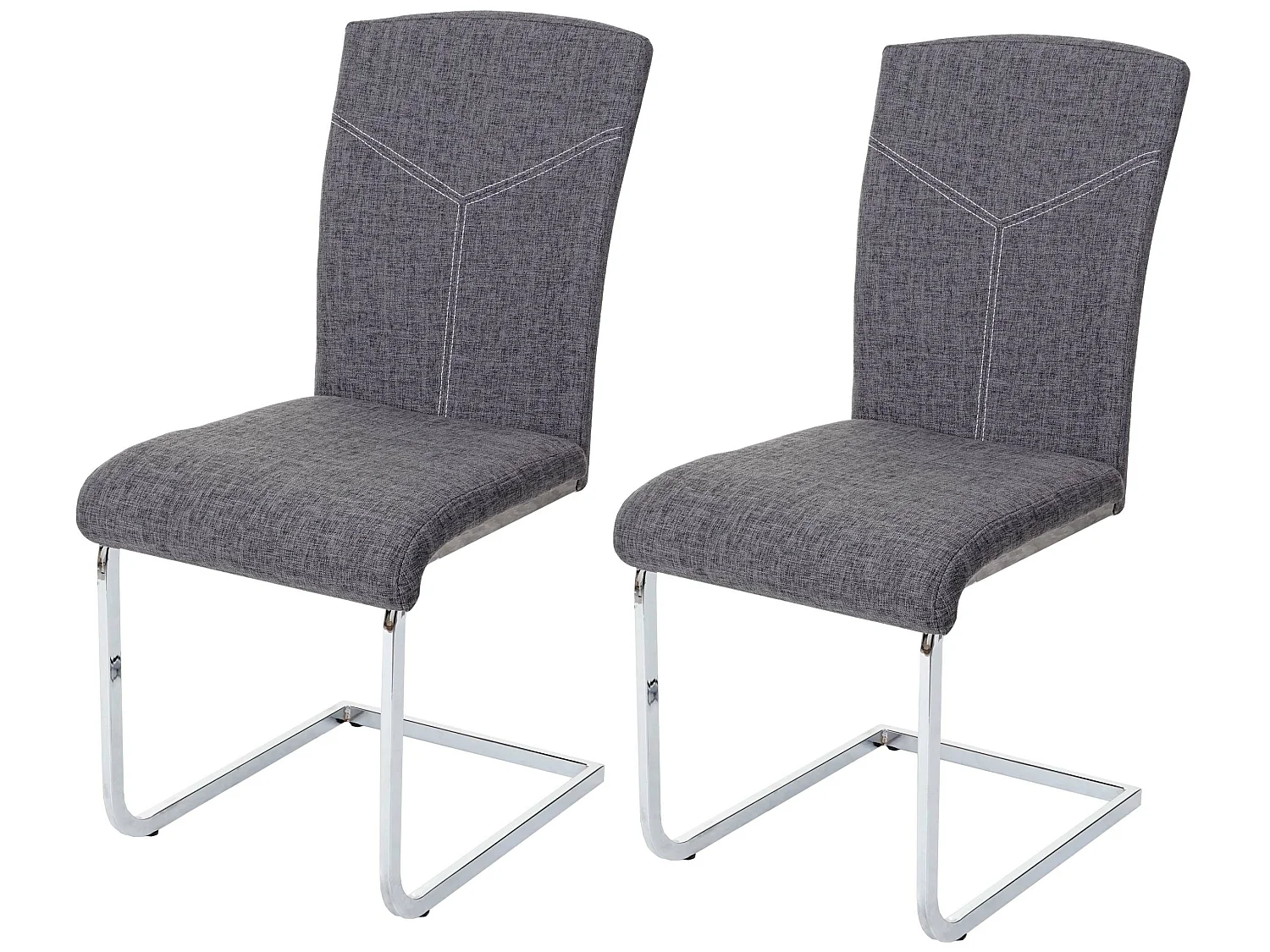 Eetkamerstoel MCW-F36 (set van 2),  stof/textiel, grijs