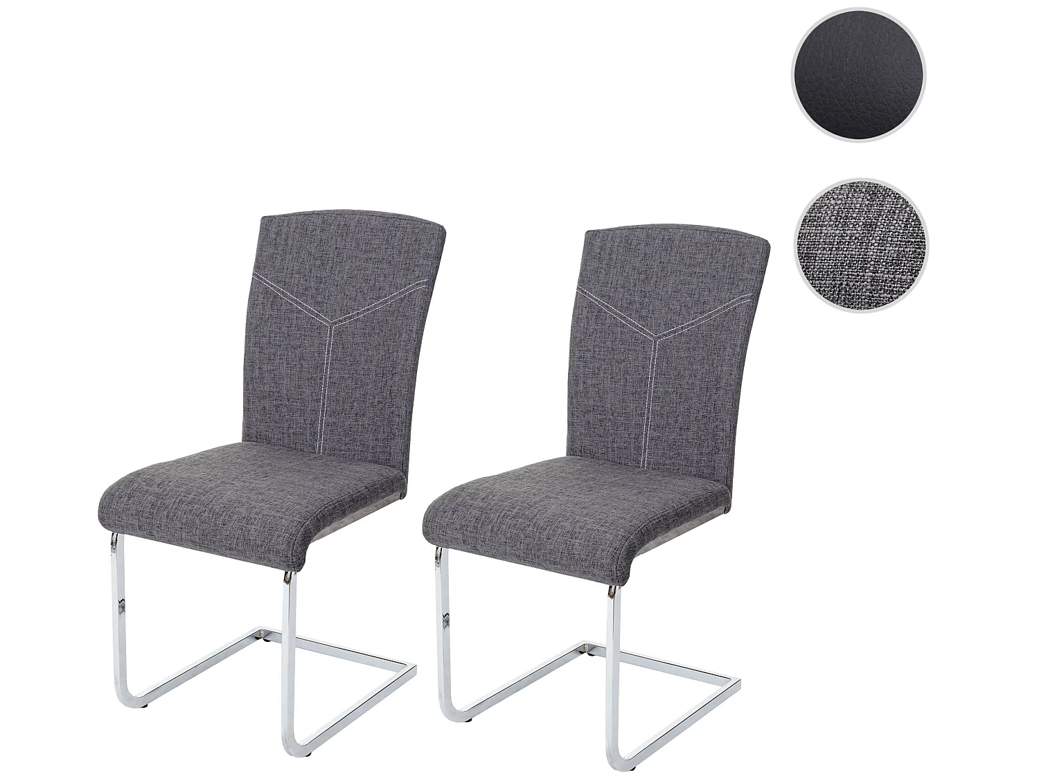 Eetkamerstoel MCW-F36 (set van 2),  stof/textiel, grijs