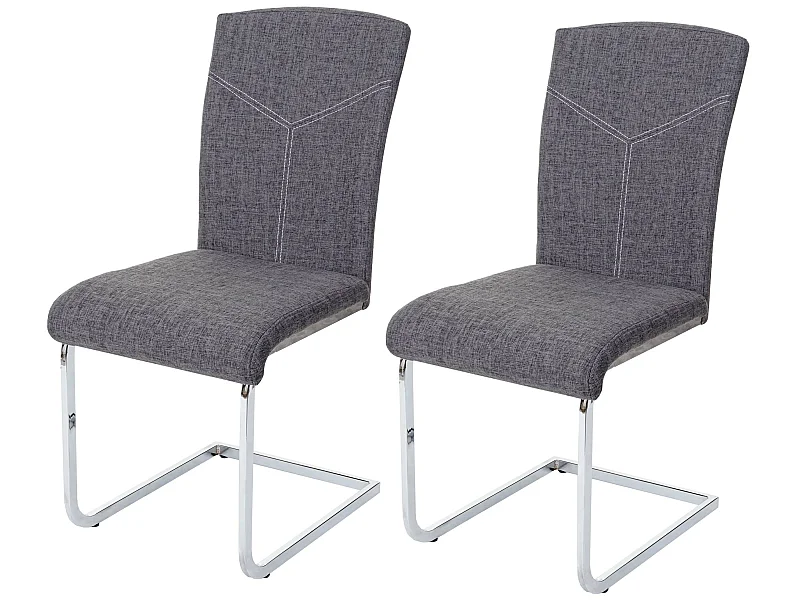 Chaise de salle à manger MCW-F36 (lot de 2),  tissu, gris