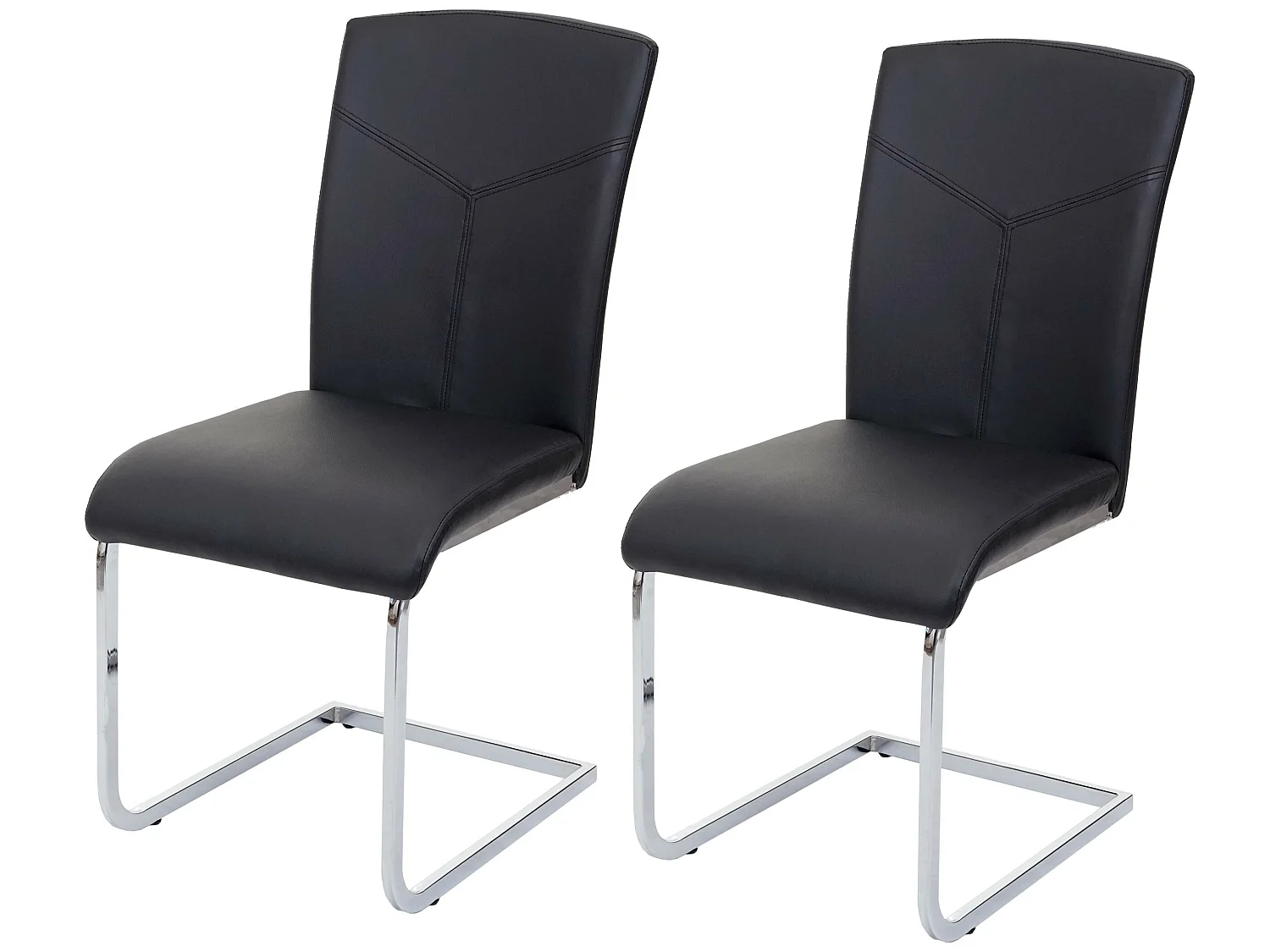 Esszimmerstuhl MCW-F36 (2er-Set), Kunstleder, schwarz