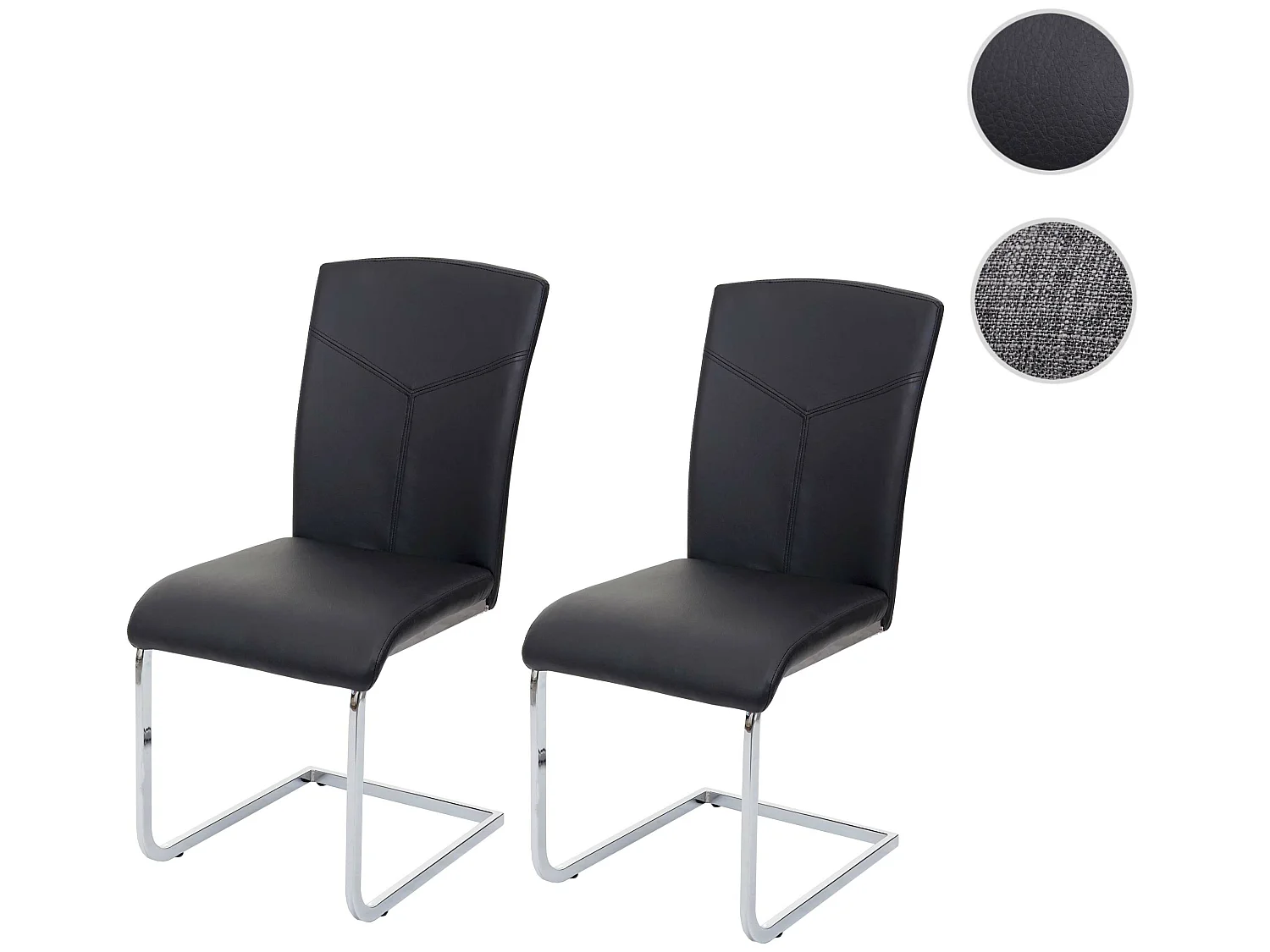 Esszimmerstuhl MCW-F36 (2er-Set), Kunstleder, schwarz