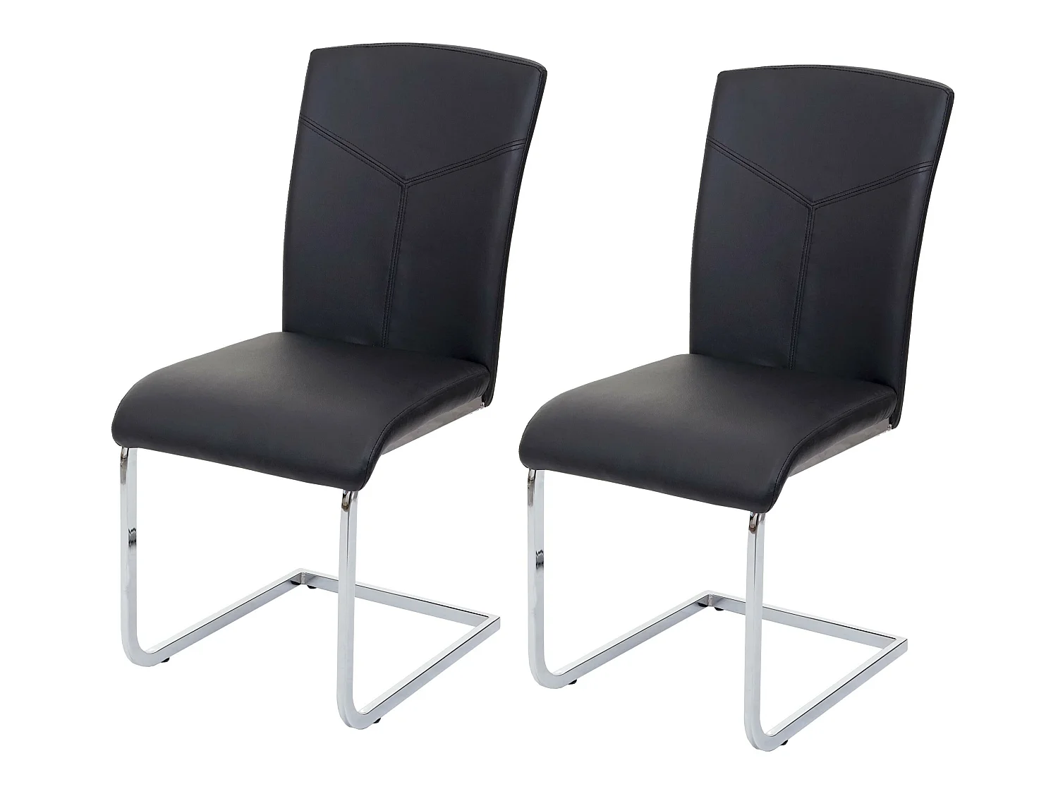 Eetkamerstoel MCW-F36 (set van 2),  kunstleer, zwart