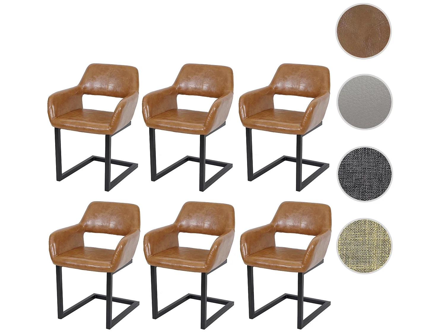 Chaise de salle à manger MCW-A50 II (lot de 6),  simili daim, brun